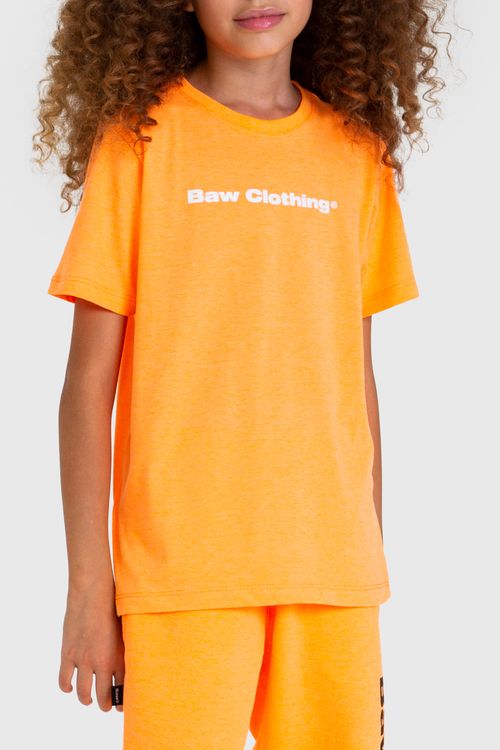 Camiseta kids basic logo neon orange
