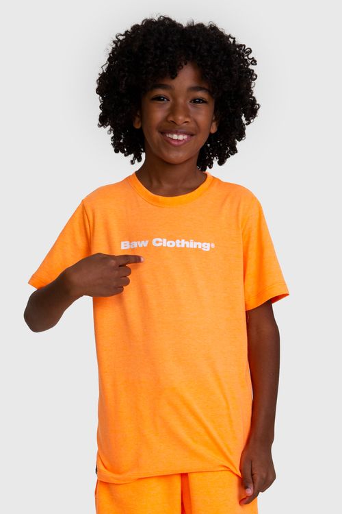 Camiseta kids basic logo neon orange