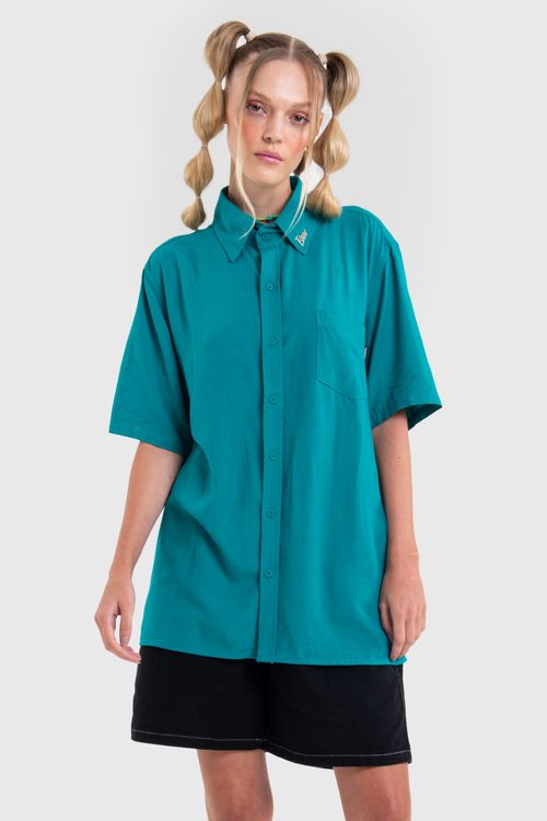 Camisa linen emerald