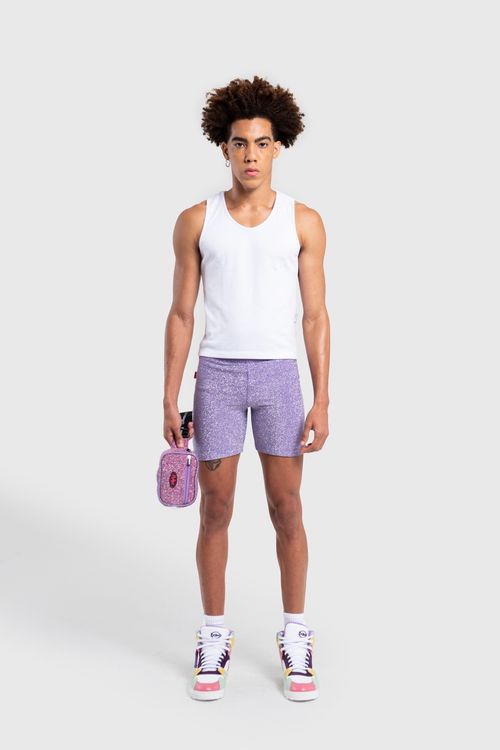 Biker shorts sparkly purple