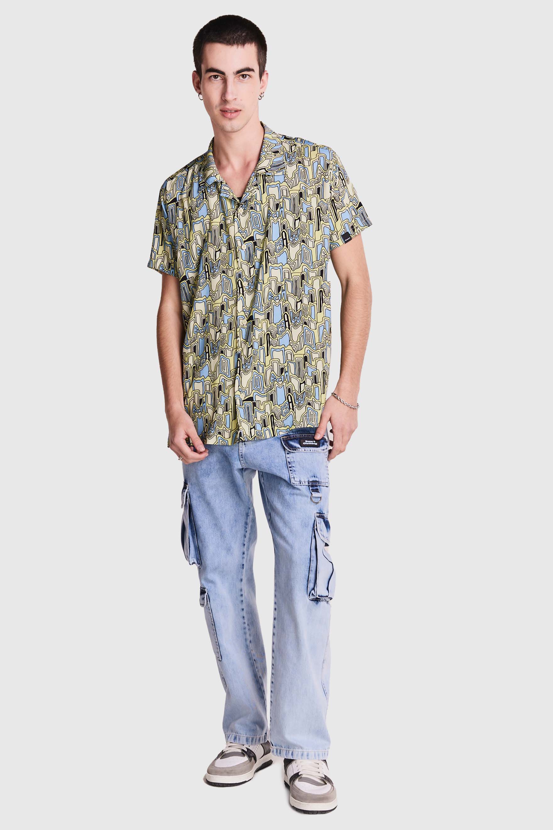 CAMISA GOLA CUBANA GEOMETRICO BAW