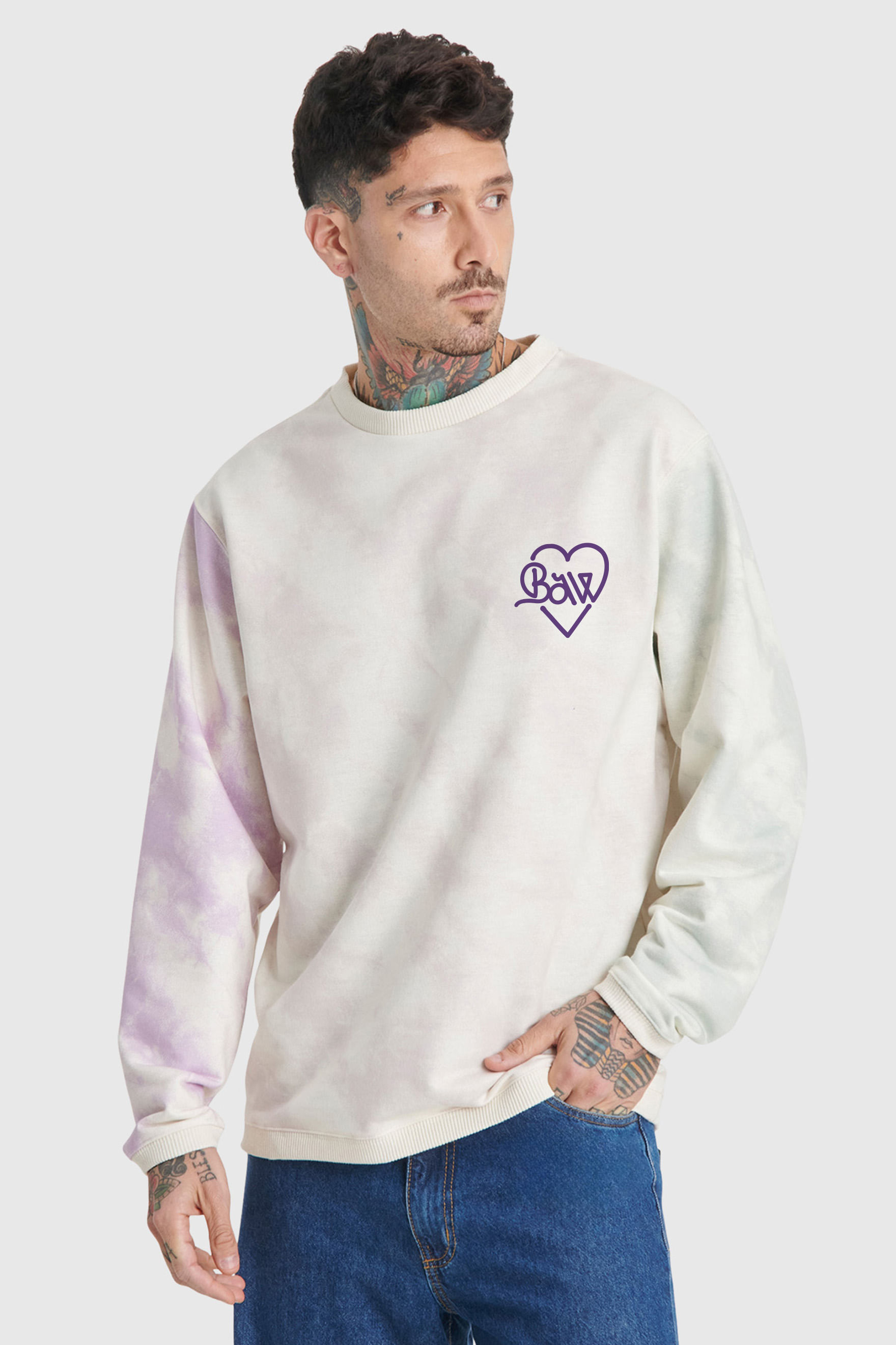 Sweatshirt Rib Color Block Heart
