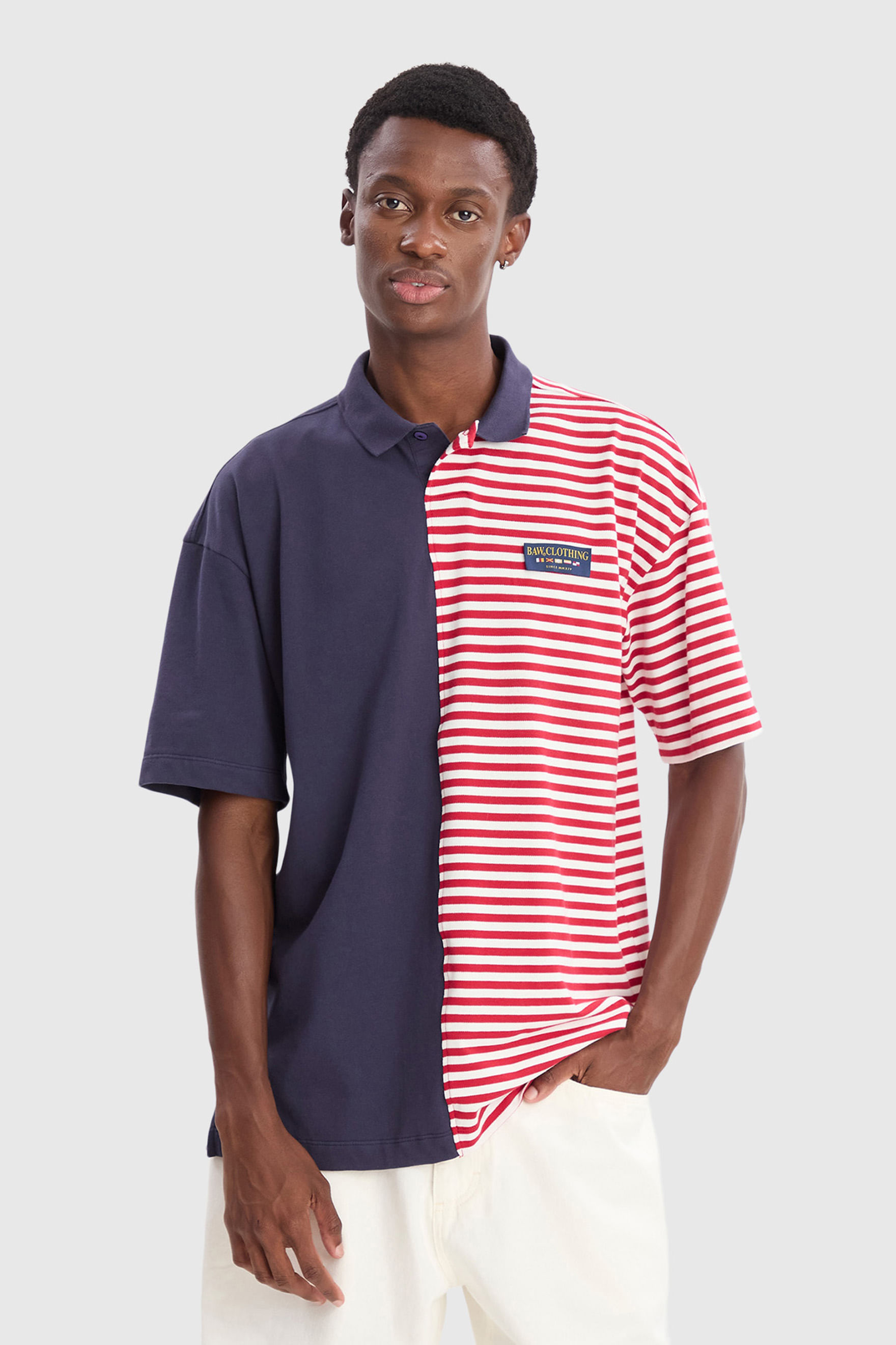 POLO OVER HALF STRIPES NAVAL CLASSY