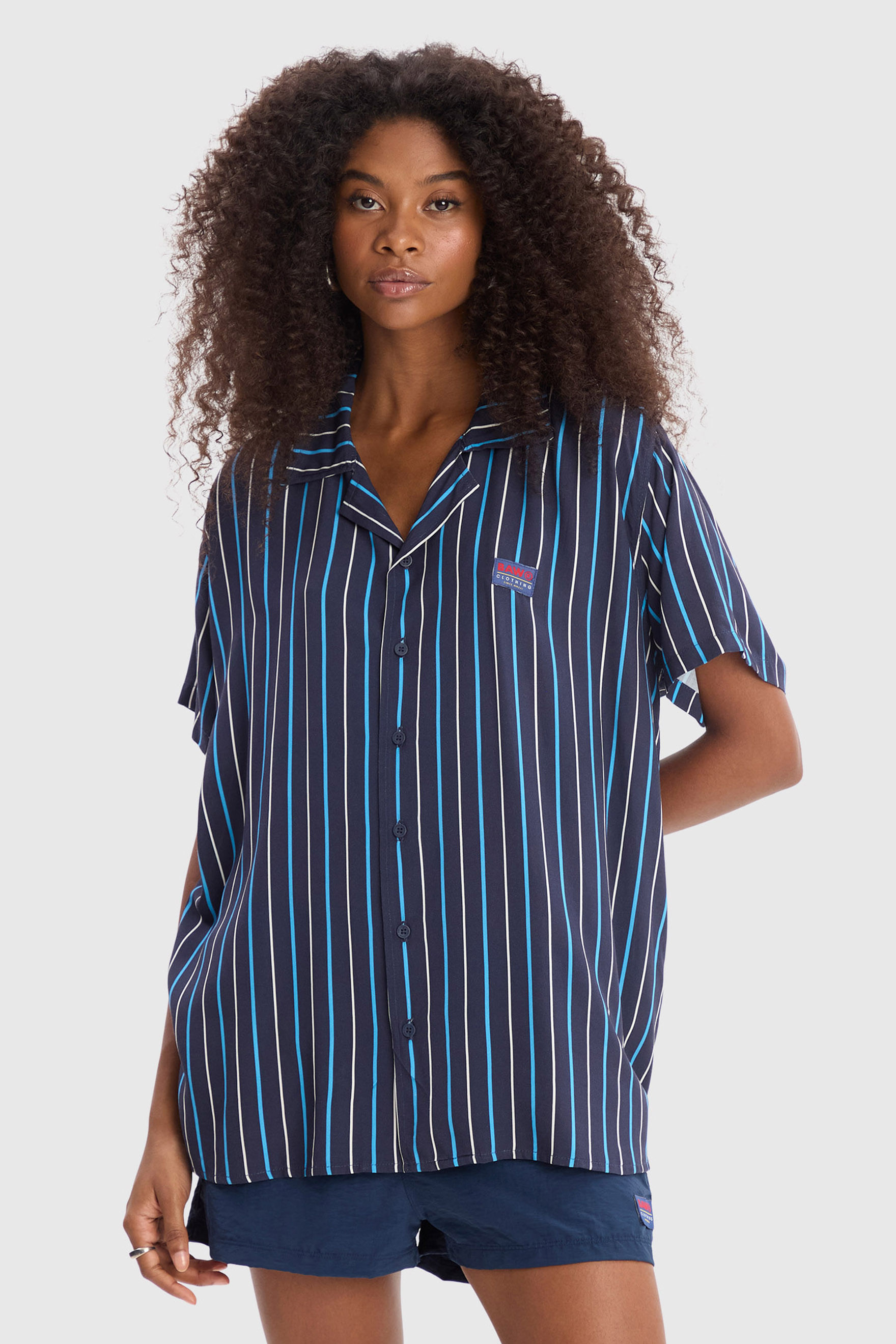 CAMISA CUBANA NAVAL STRIPES