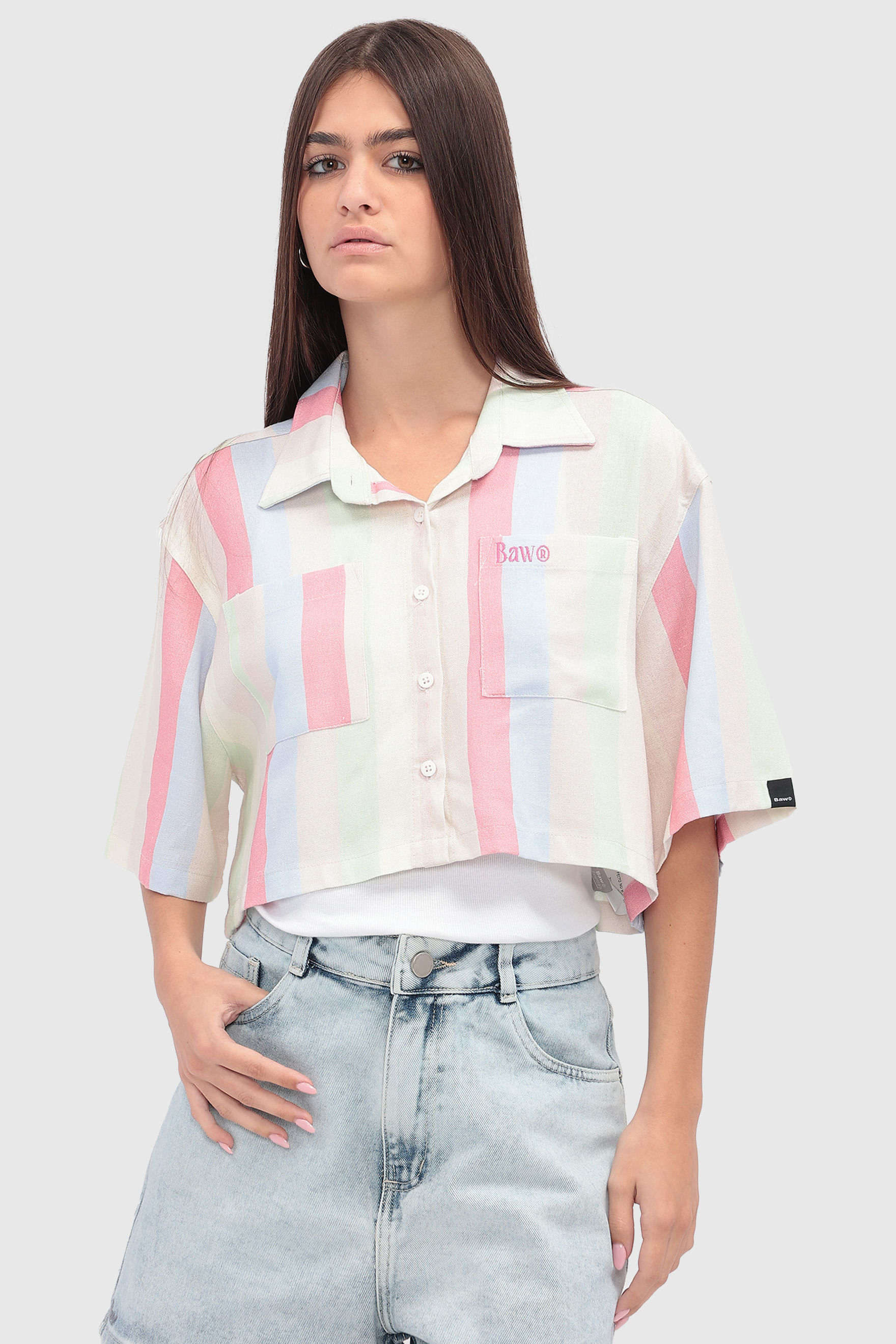 CAMISA BOX CROPPED LISTRAS