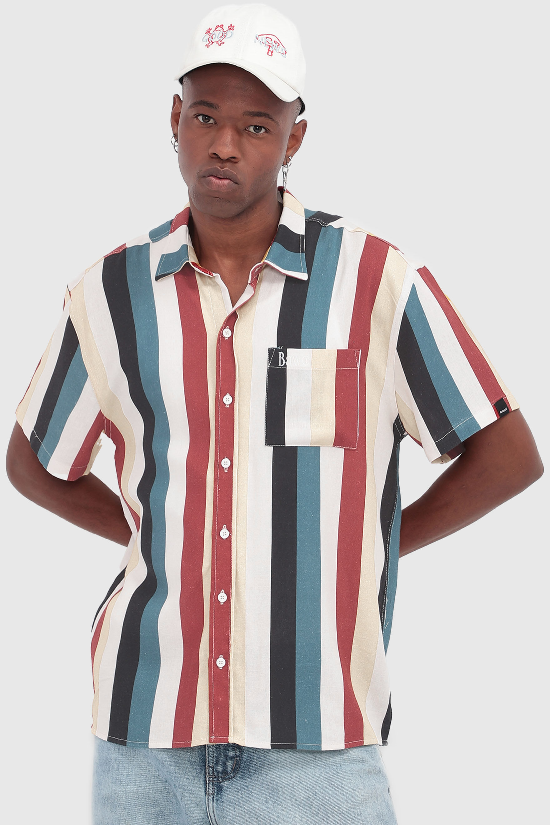 CAMISA OVER LISTRAS BAW POCKET