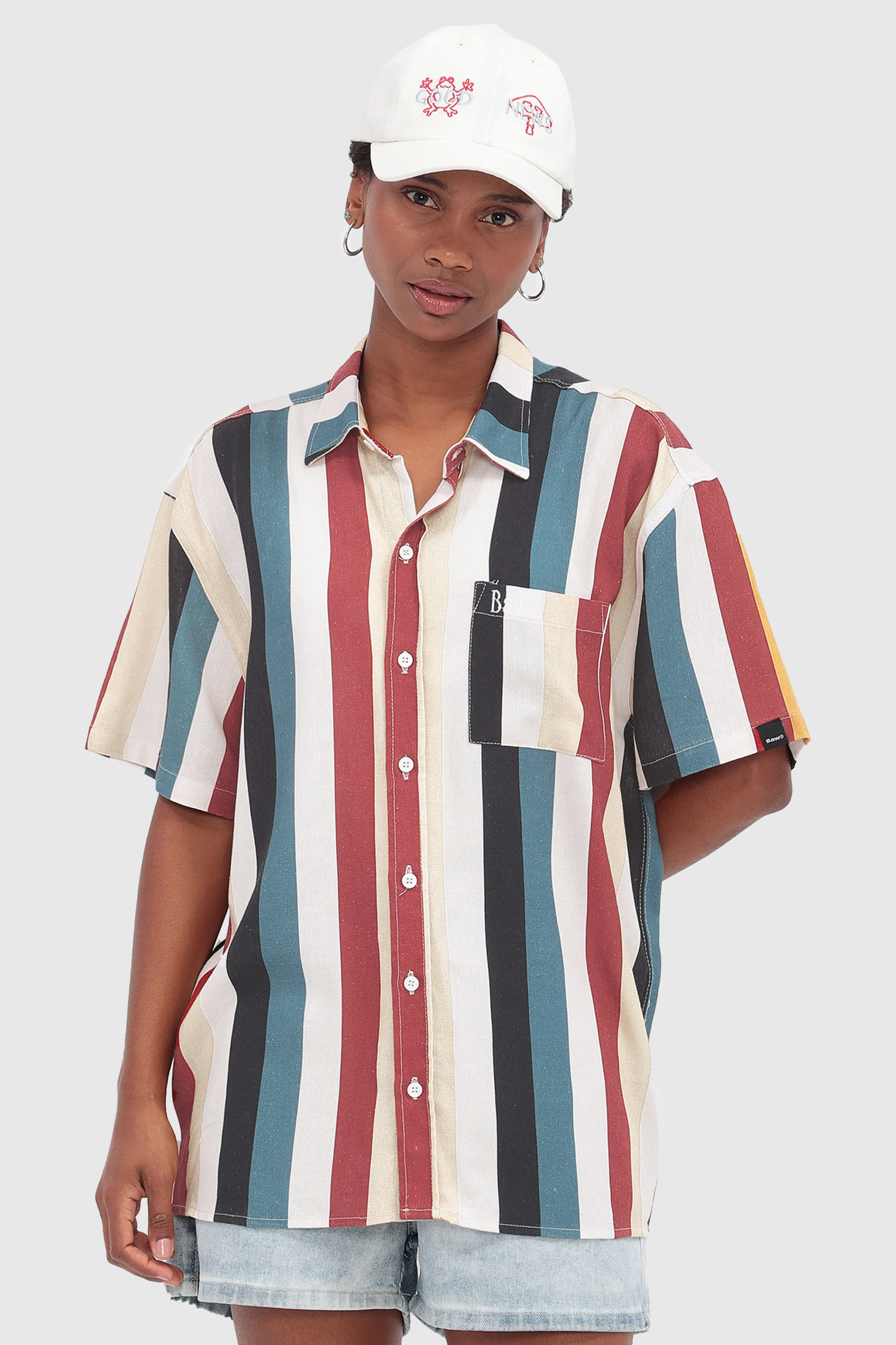 CAMISA OVER LISTRAS BAW POCKET